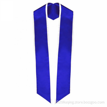 Adult Graduation Stole Slanted Ends In Royal Blue With white Trim